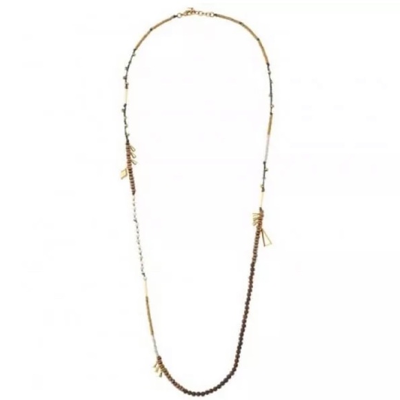 Stella & Dot REINA Necklace Wood Gold Boho - Picture 1 of 6